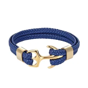 Classy Men Blue & Gold Anchor Bracelet