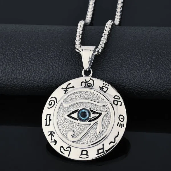 Classy Men Silver Eye Of Horus Pendant Necklace