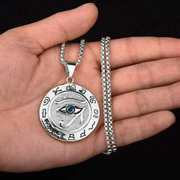 Classy Men Silver Eye Of Horus Pendant Necklace