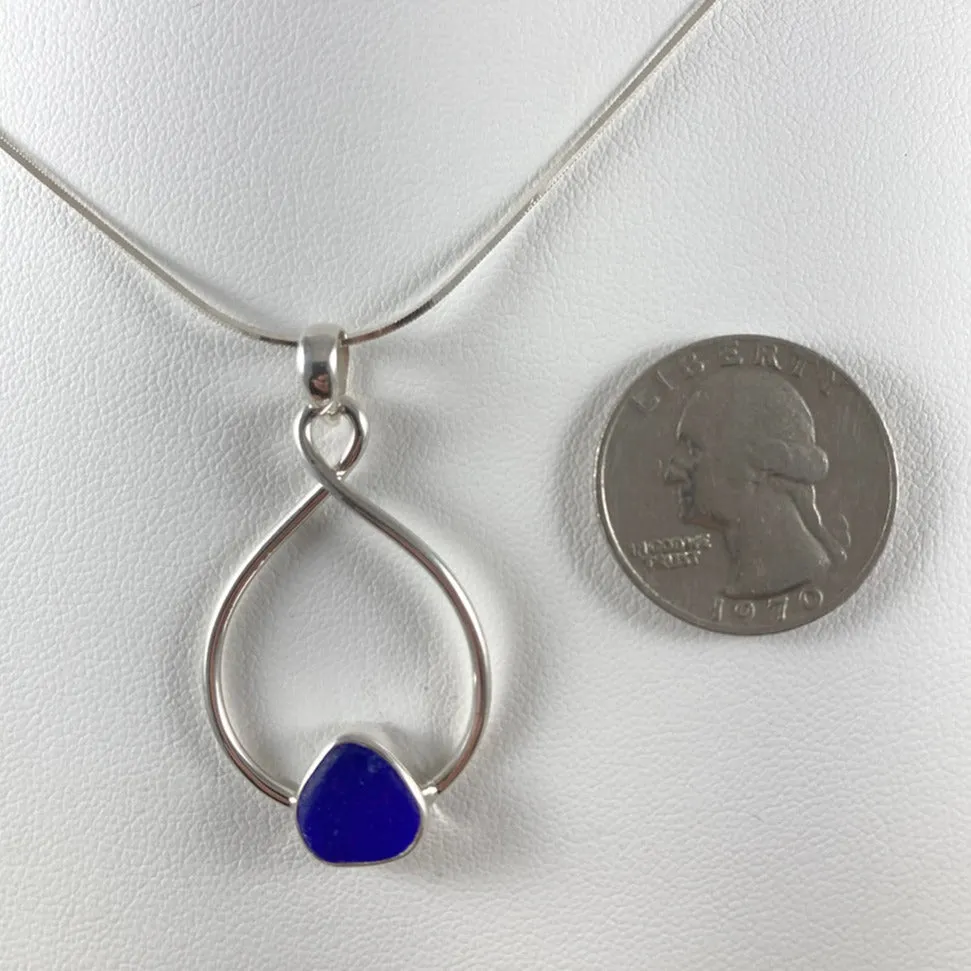 Cobalt Sea Glass & Sterling Silver Drop Earrings