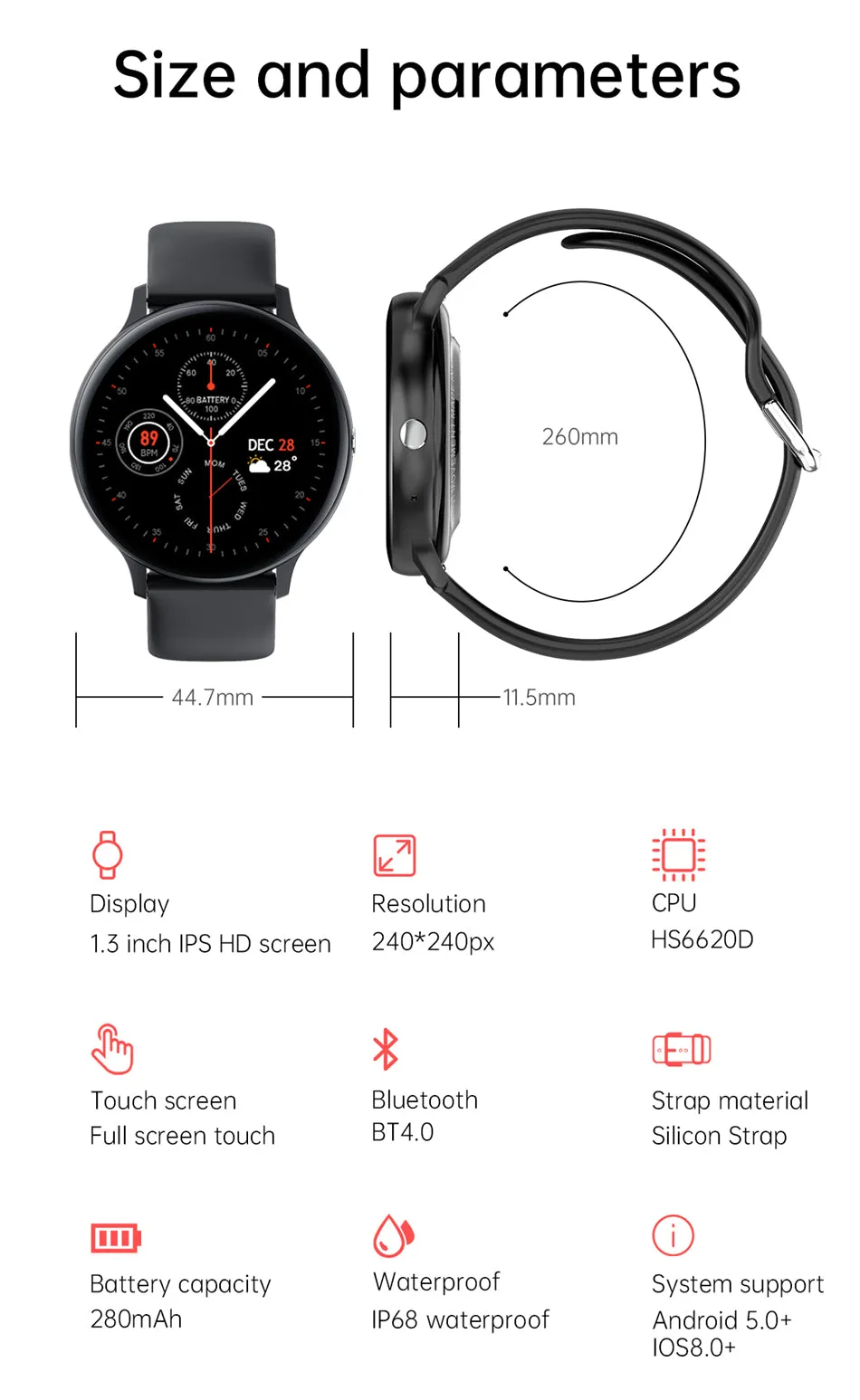 Color Screen Smart Watch Women men Full Touch Fitness Tracker Blood Pressure Smart Clock Women Smartwatch for Xiaomi