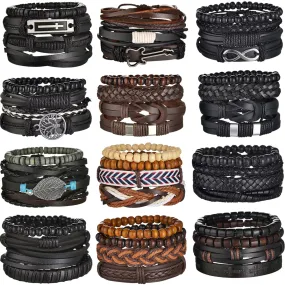 Crafted Boho Leather Wrap Bracelets for Men or Women