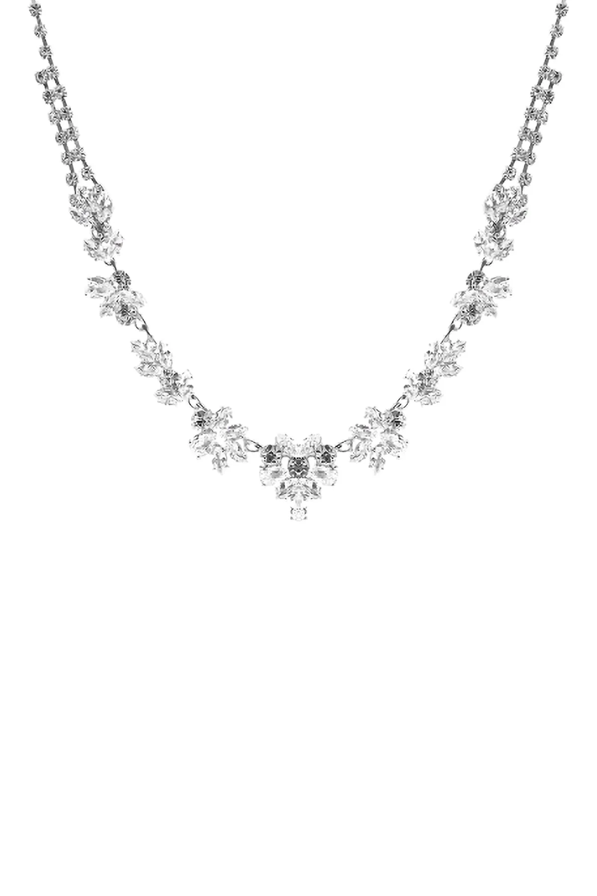 CUBIC ZIRCONIA FLOWER COLLAR CHARM NECKLACE/6PCS (NOW $4.75 ONLY!)