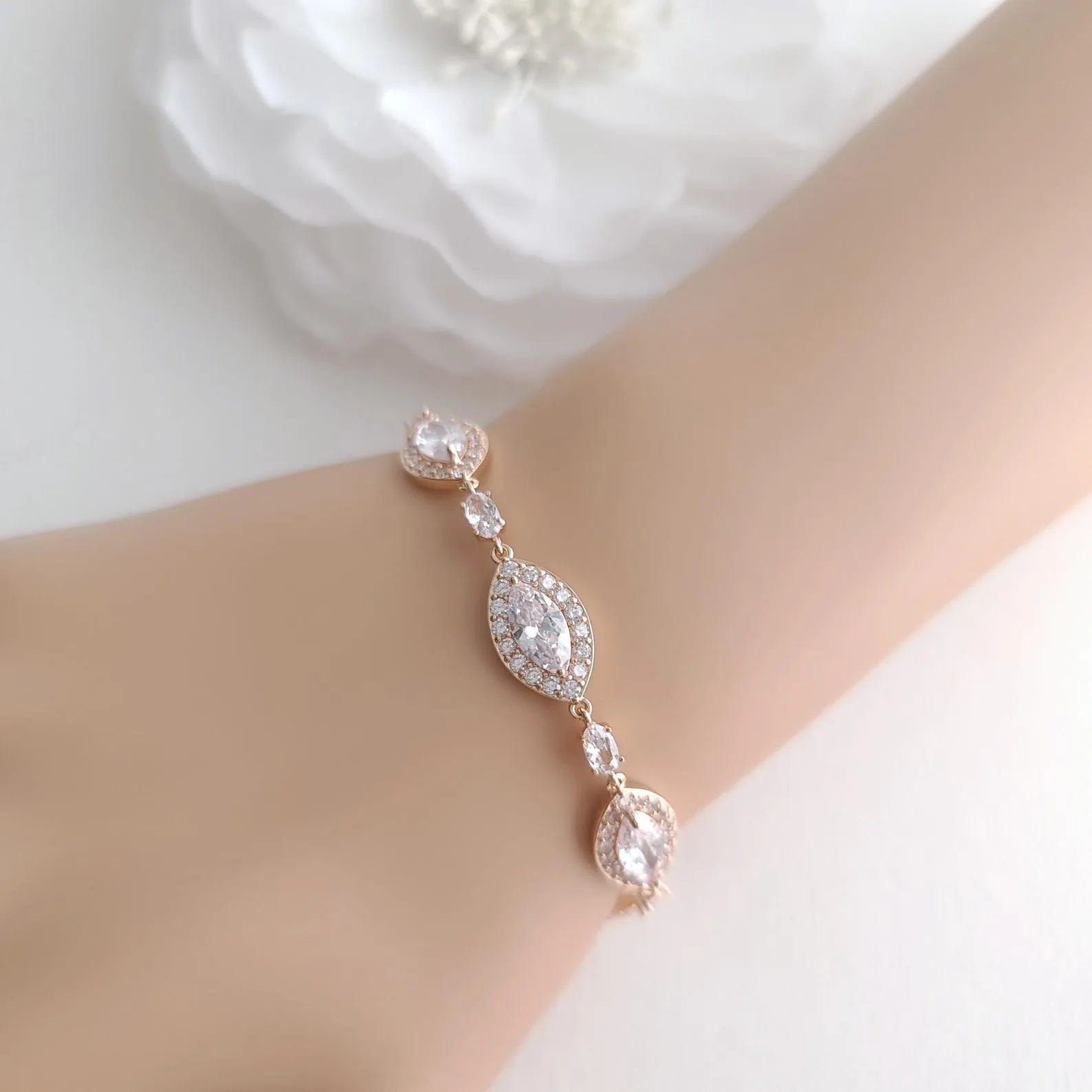 Cubic Zirconia Wedding Bracelet in Silver-Harriet