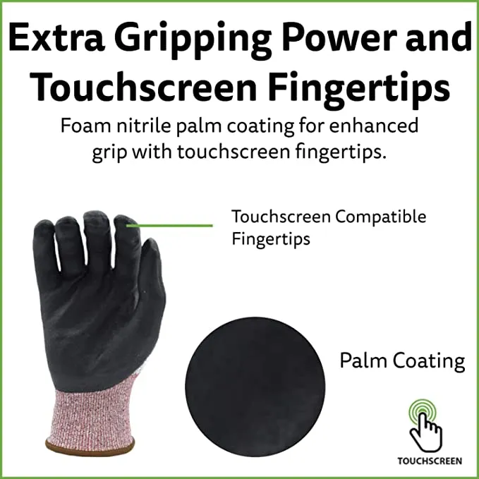 Cut-Resistant Gloves, ANSI Cut Level A4, Foam Nitrile Coat