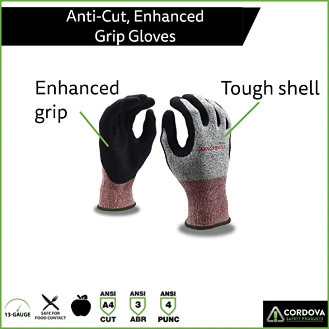 Cut-Resistant Gloves, ANSI Cut Level A4, Foam Nitrile Coat