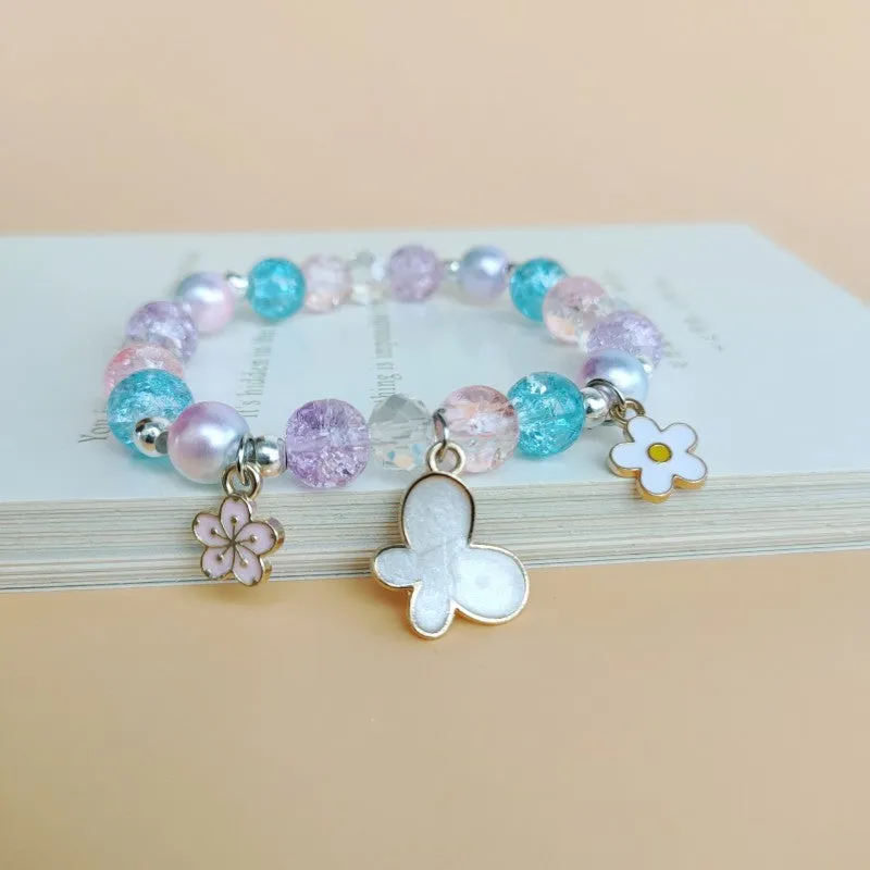 Cute Cartoon My Melody Children's Beaded Crystal Female Couple Student Girlfriends Gift Color Bracelet Accessories