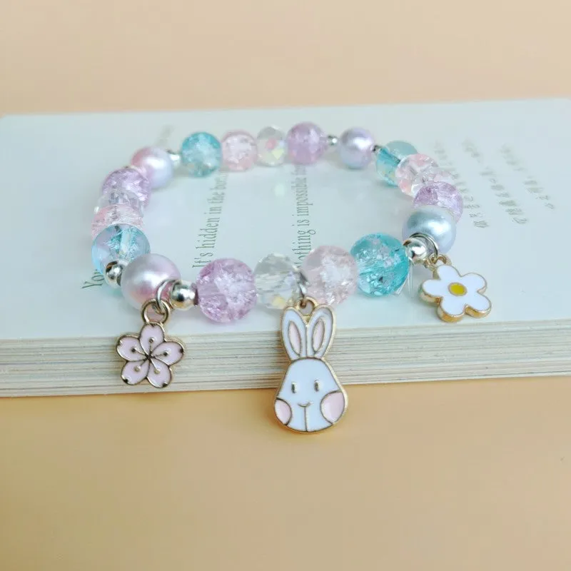 Cute Cartoon My Melody Children's Beaded Crystal Female Couple Student Girlfriends Gift Color Bracelet Accessories