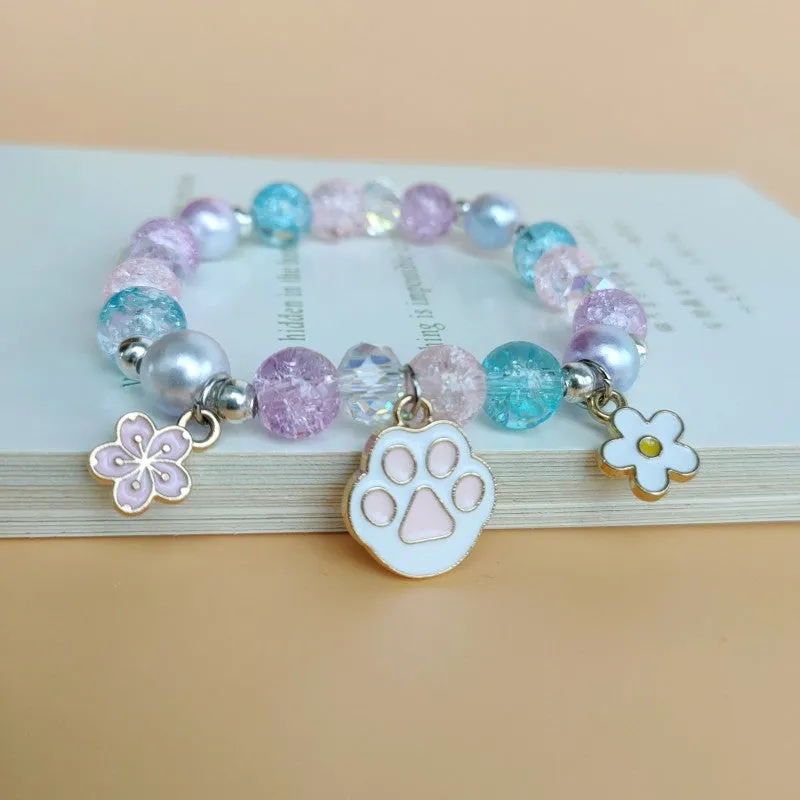 Cute Cartoon My Melody Children's Beaded Crystal Female Couple Student Girlfriends Gift Color Bracelet Accessories