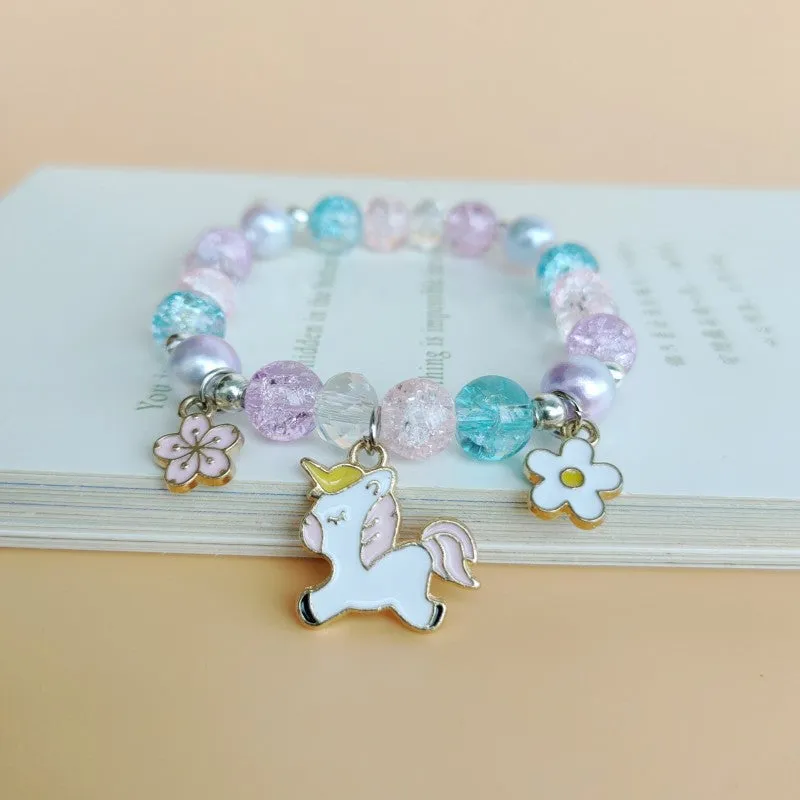 Cute Cartoon My Melody Children's Beaded Crystal Female Couple Student Girlfriends Gift Color Bracelet Accessories