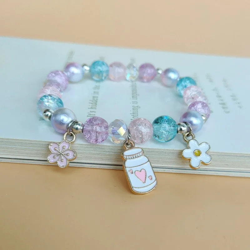 Cute Cartoon My Melody Children's Beaded Crystal Female Couple Student Girlfriends Gift Color Bracelet Accessories