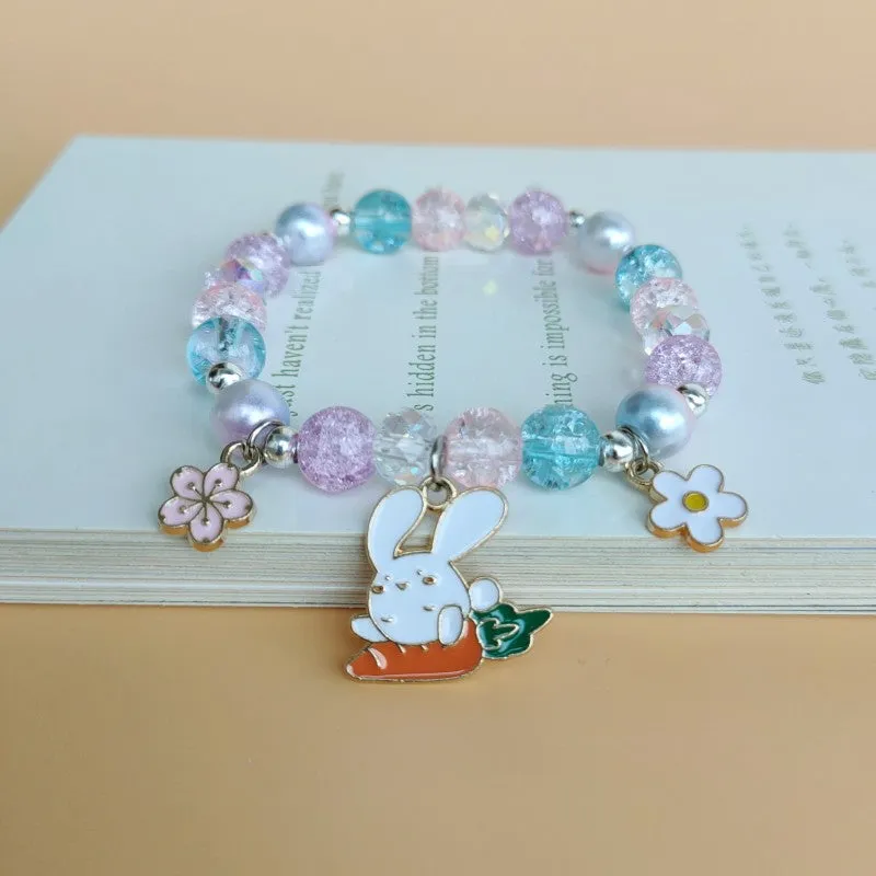 Cute Cartoon My Melody Children's Beaded Crystal Female Couple Student Girlfriends Gift Color Bracelet Accessories