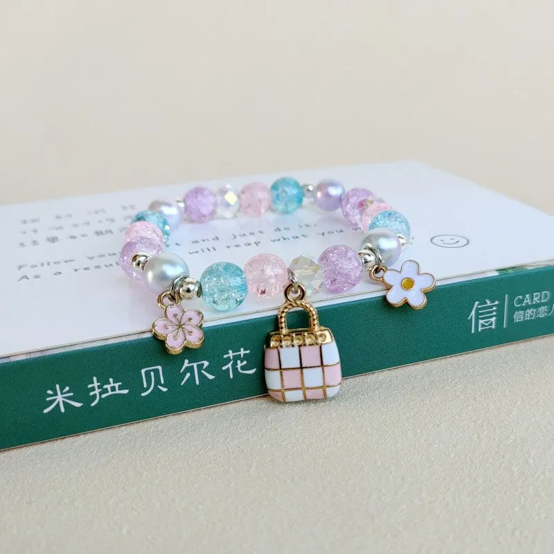 Cute Cartoon My Melody Children's Beaded Crystal Female Couple Student Girlfriends Gift Color Bracelet Accessories