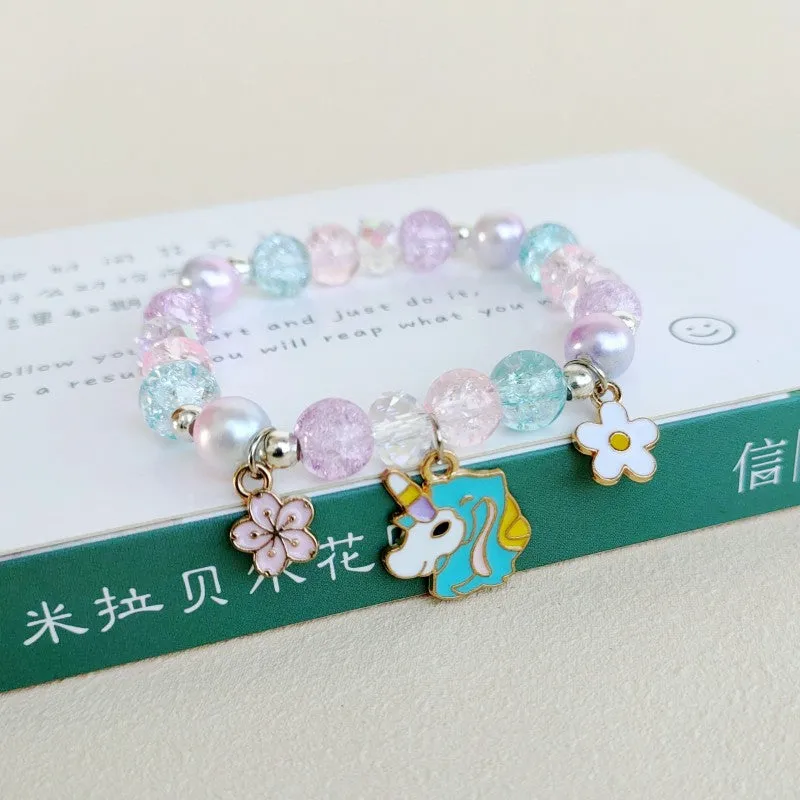 Cute Cartoon My Melody Children's Beaded Crystal Female Couple Student Girlfriends Gift Color Bracelet Accessories