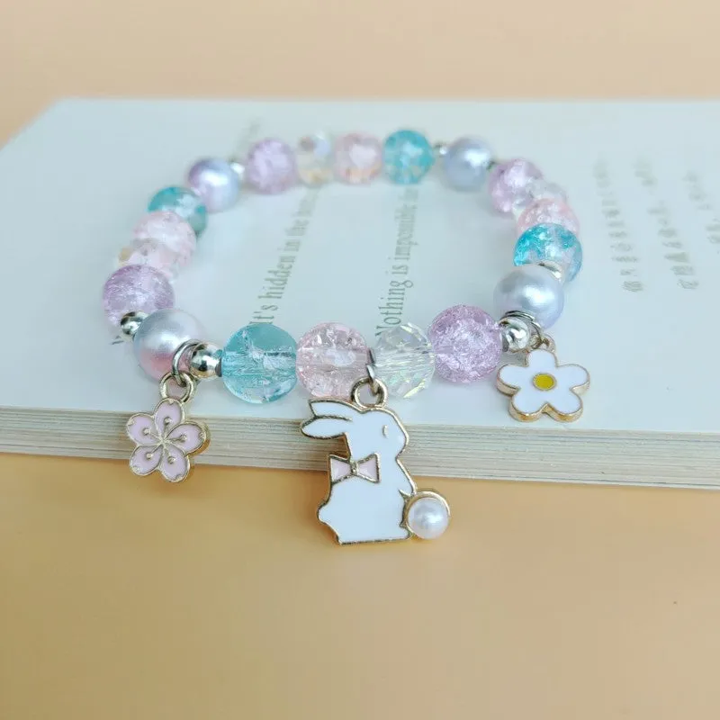 Cute Cartoon My Melody Children's Beaded Crystal Female Couple Student Girlfriends Gift Color Bracelet Accessories