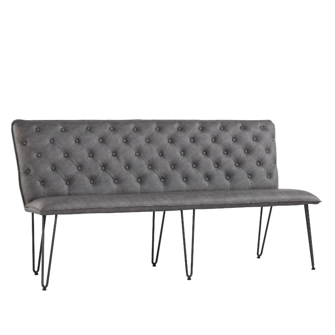 Darwen Studded Back Bench - Grey