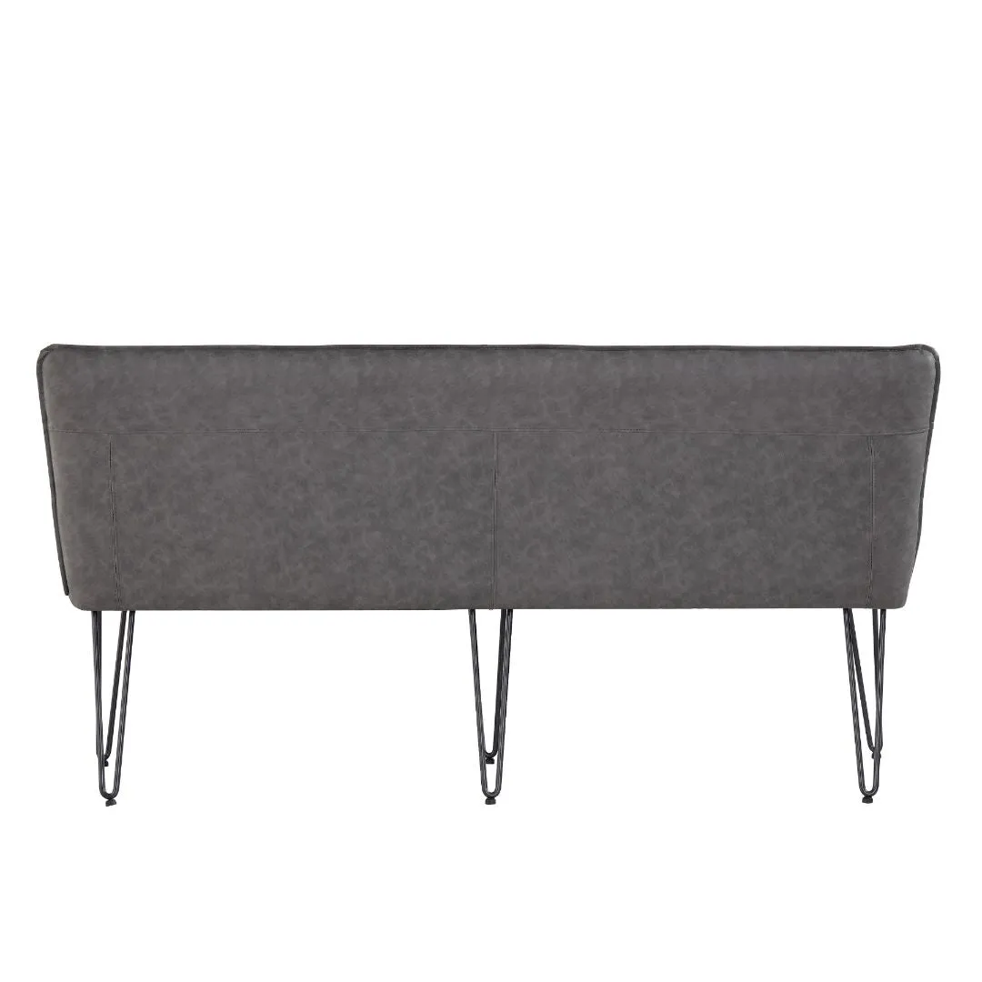 Darwen Studded Back Bench - Grey