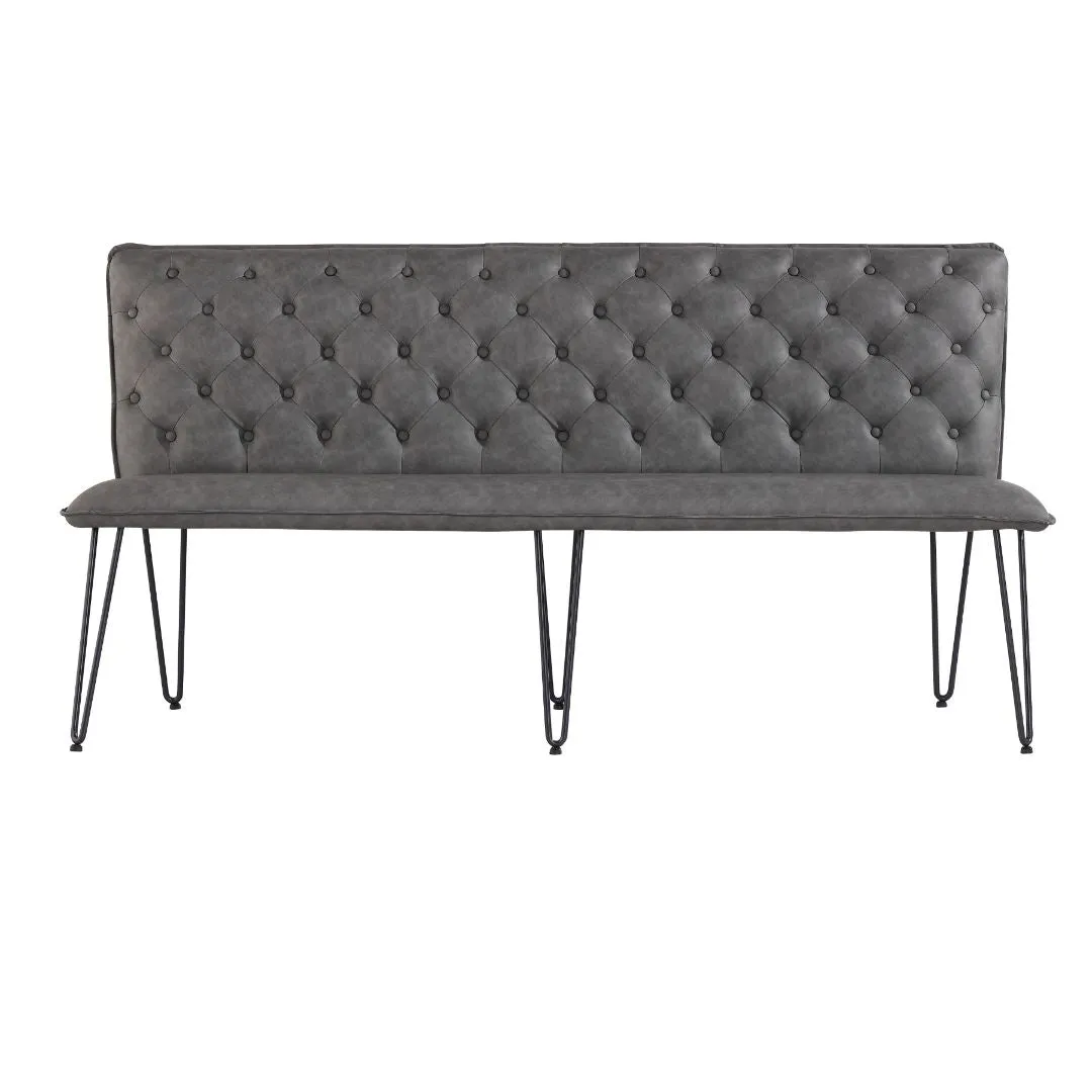 Darwen Studded Back Bench - Grey