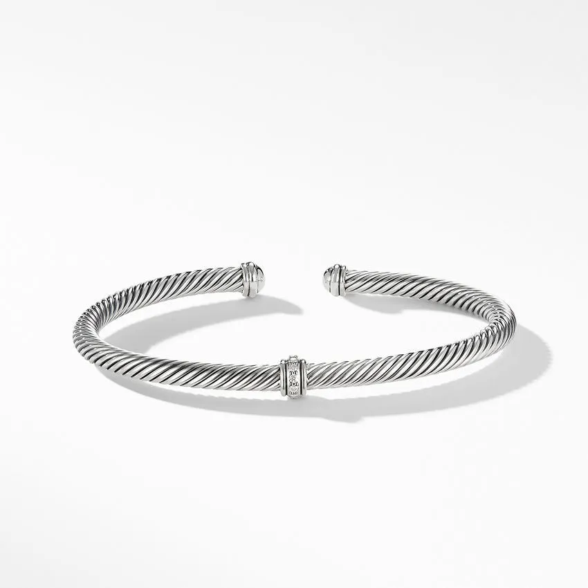 David Yurman Cable Classic Center Station Bracelet with Diamonds