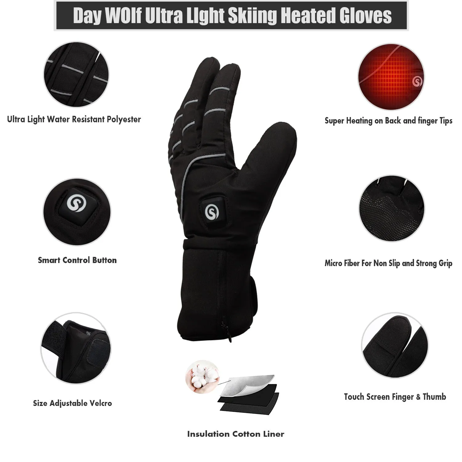 DAY WOLF Rechargeable Arthritis Heated Gloves Hand Warmer