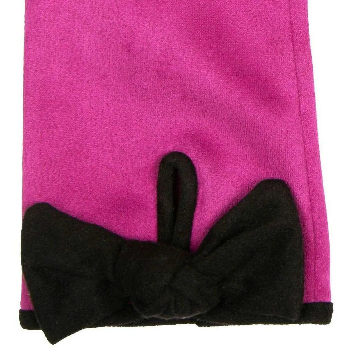 Dents Velour Lined Faux Suede Bow Gloves - Fuchsia Pink/Black