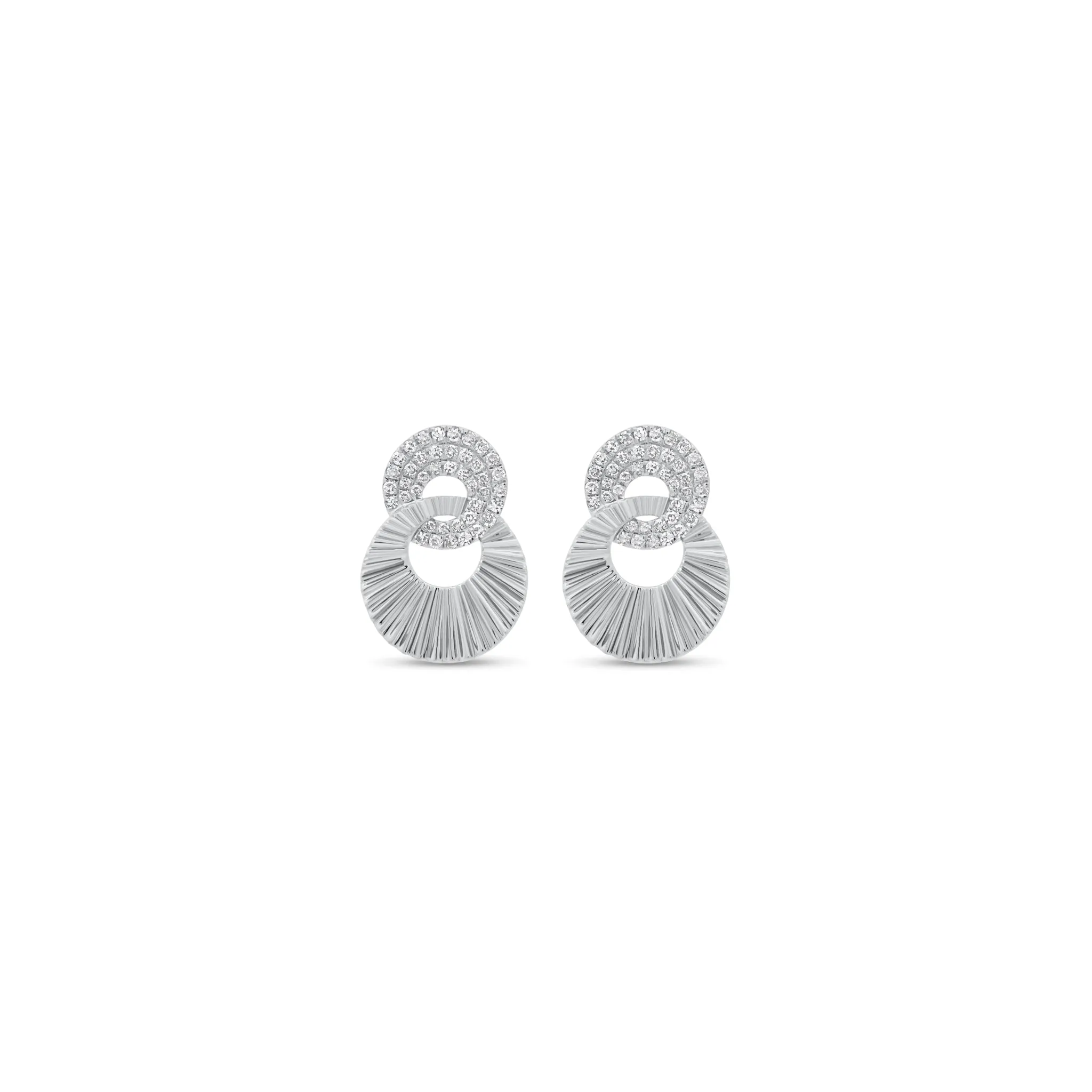 Diamond & Ridged Gold Interlocking Discs Earrings