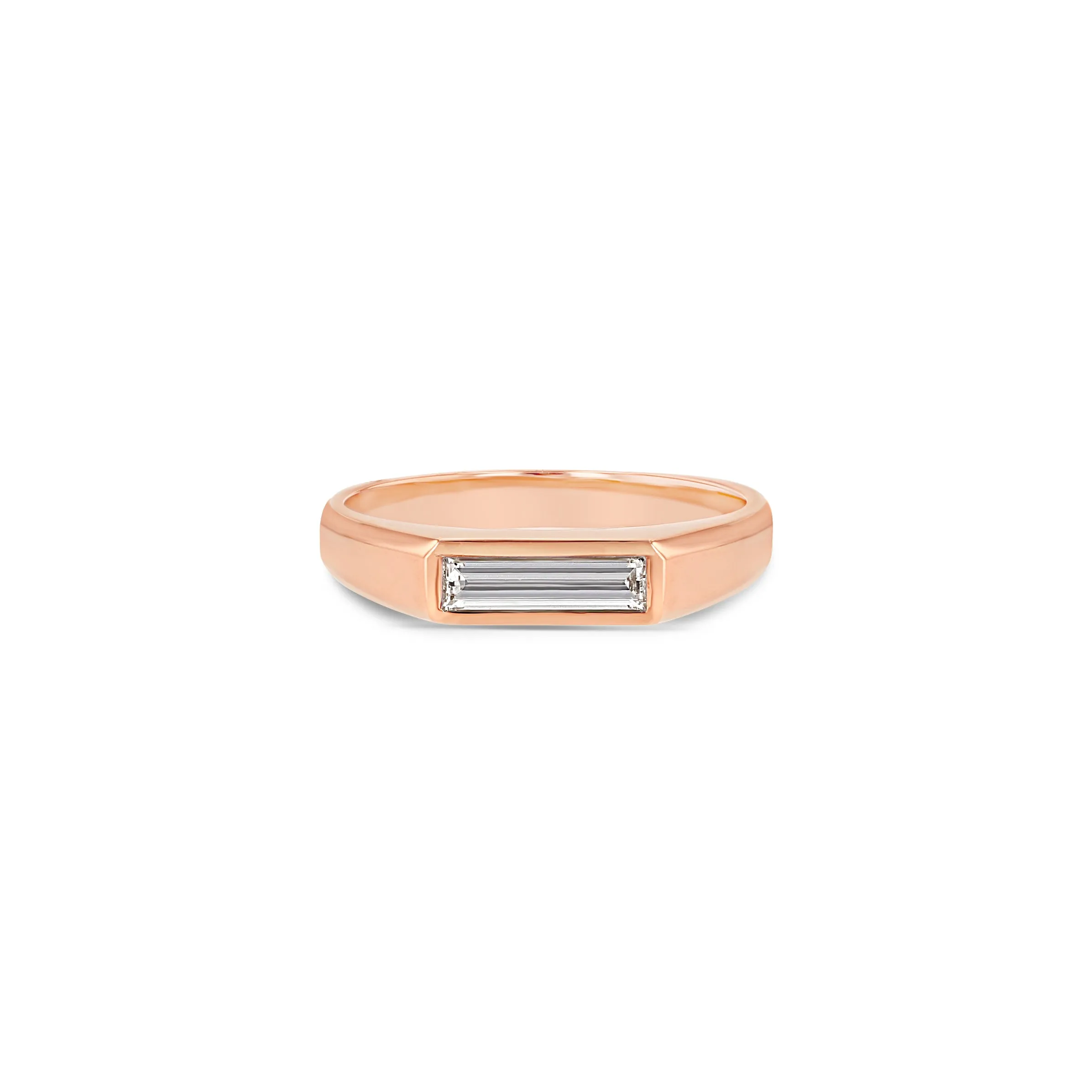 Diamond Baguette Signet Ring - Small