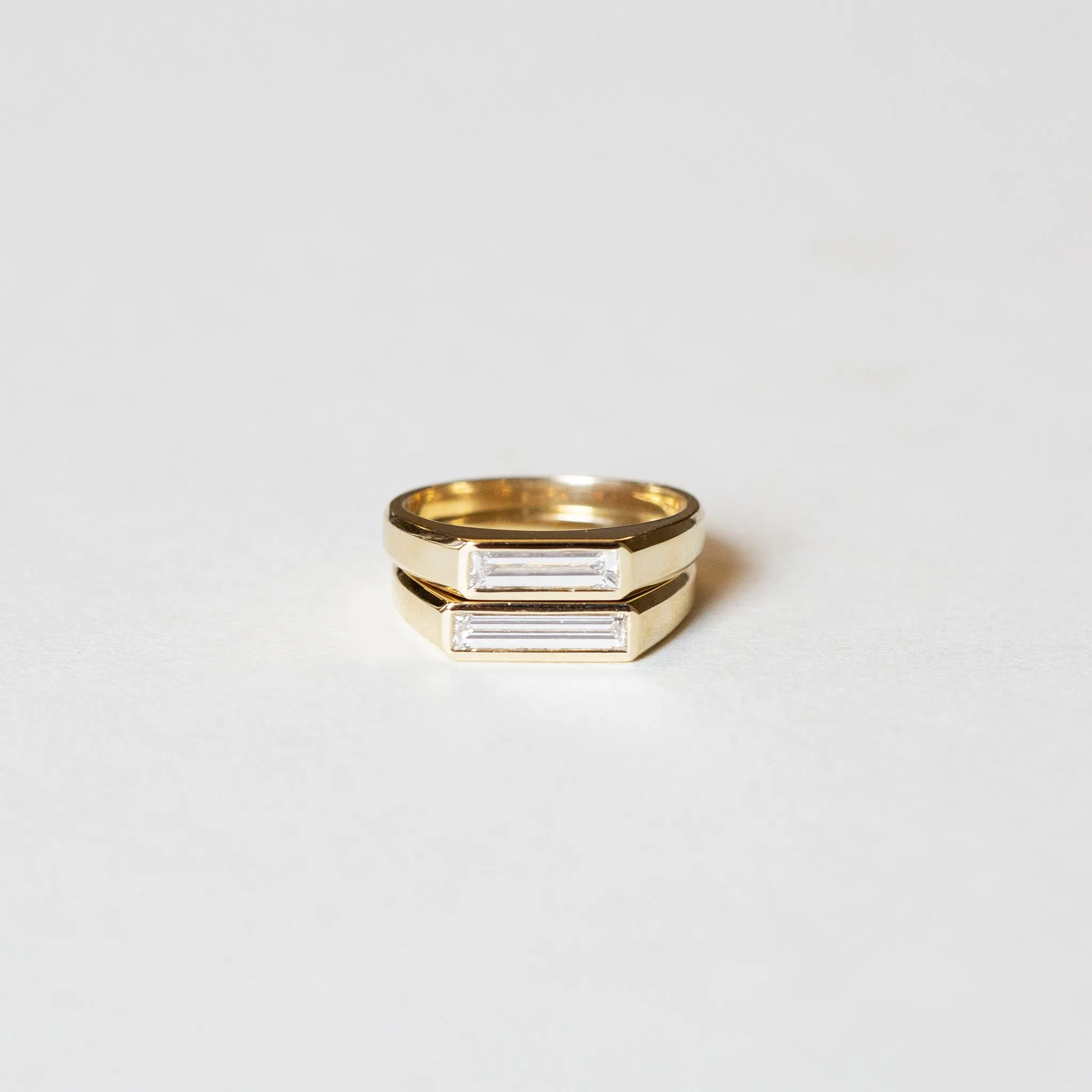 Diamond Baguette Signet Ring - Small