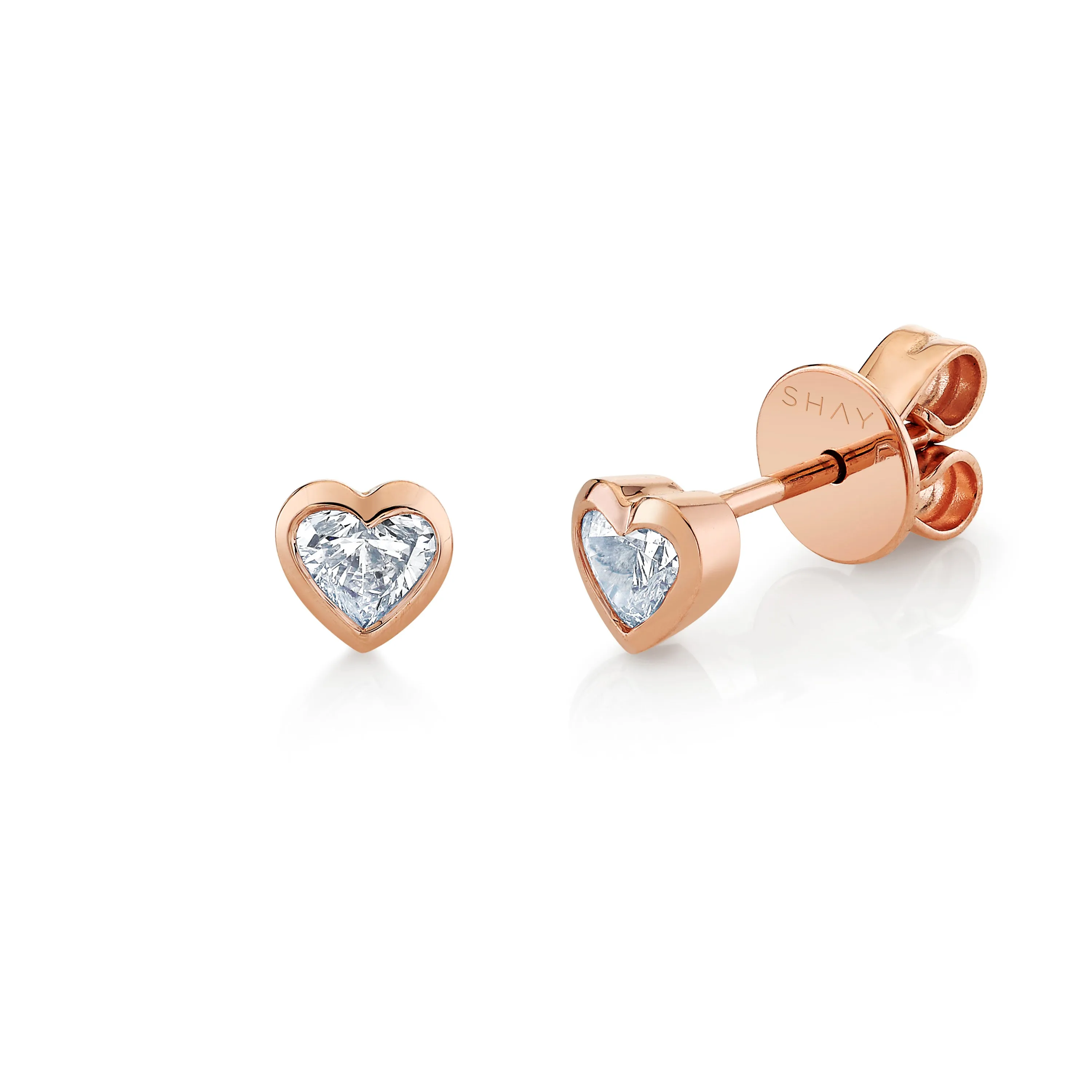 DIAMOND BEZEL BABY HEART STUDS