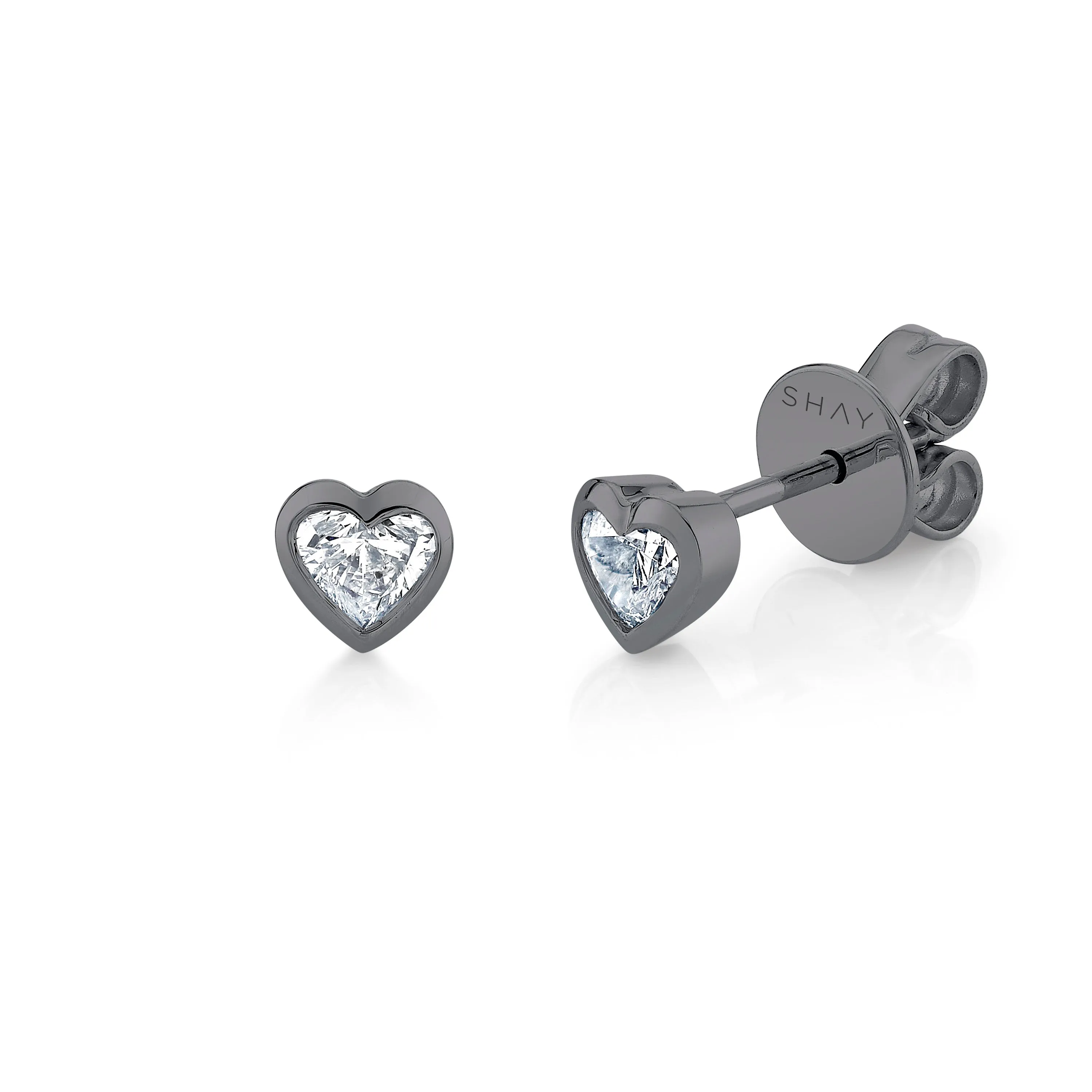 DIAMOND BEZEL BABY HEART STUDS