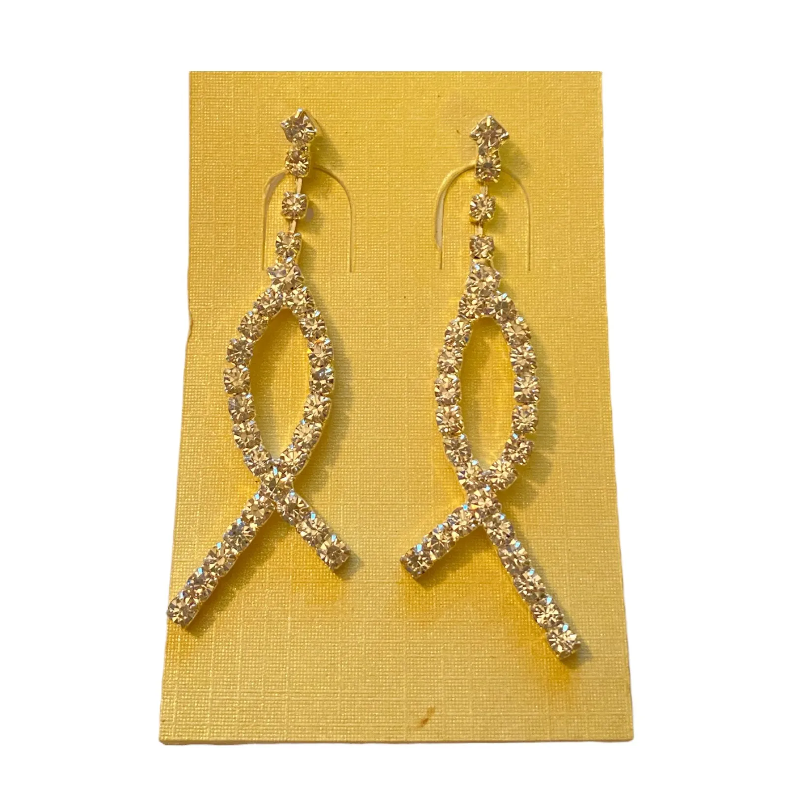 Diamond Bling Ribbon Drop Earrings