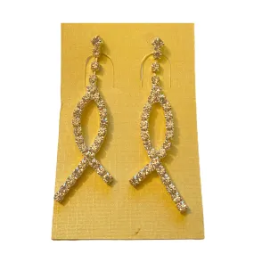 Diamond Bling Ribbon Drop Earrings