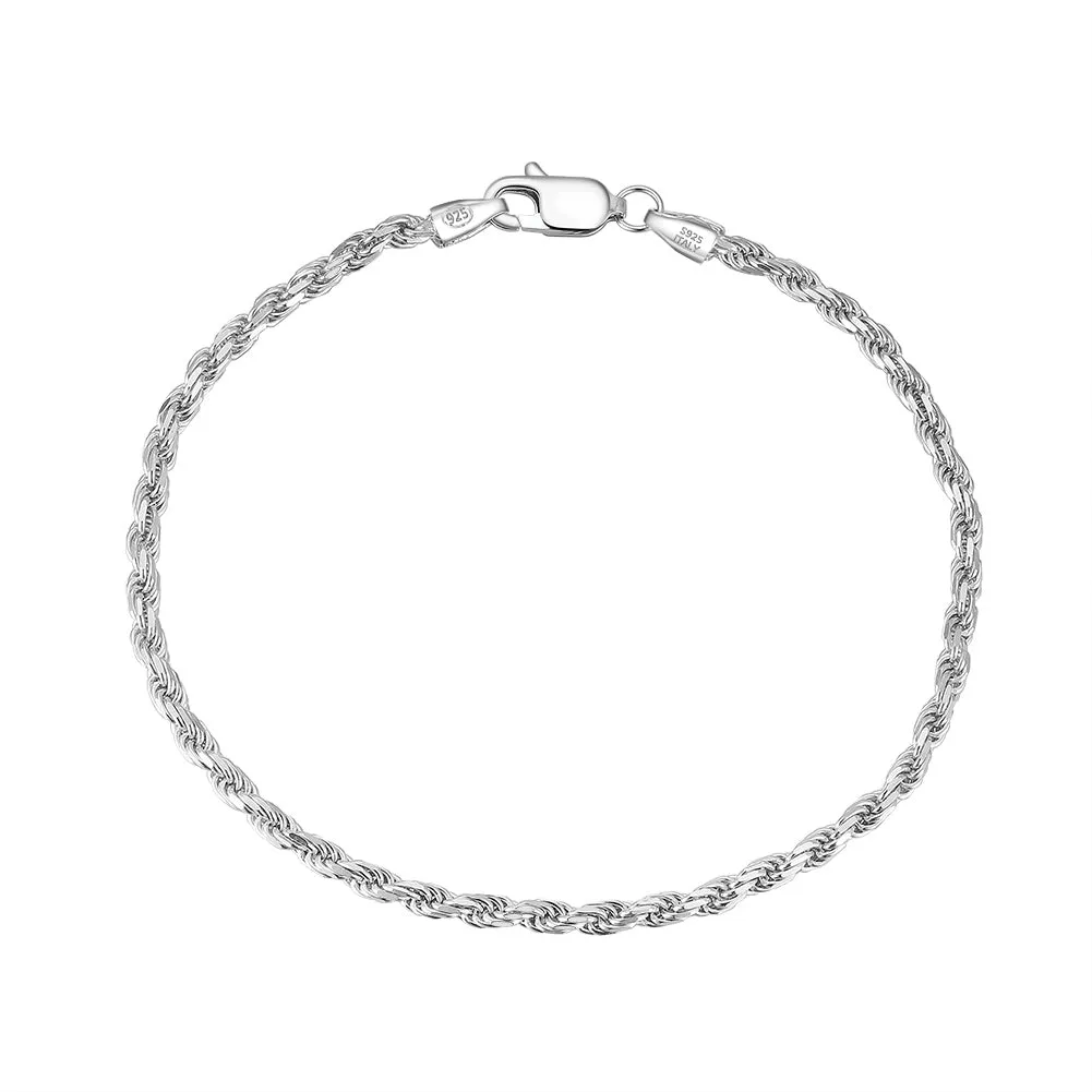 Diamond Cut Braided Rope Chain Bracelet 3.3 mm