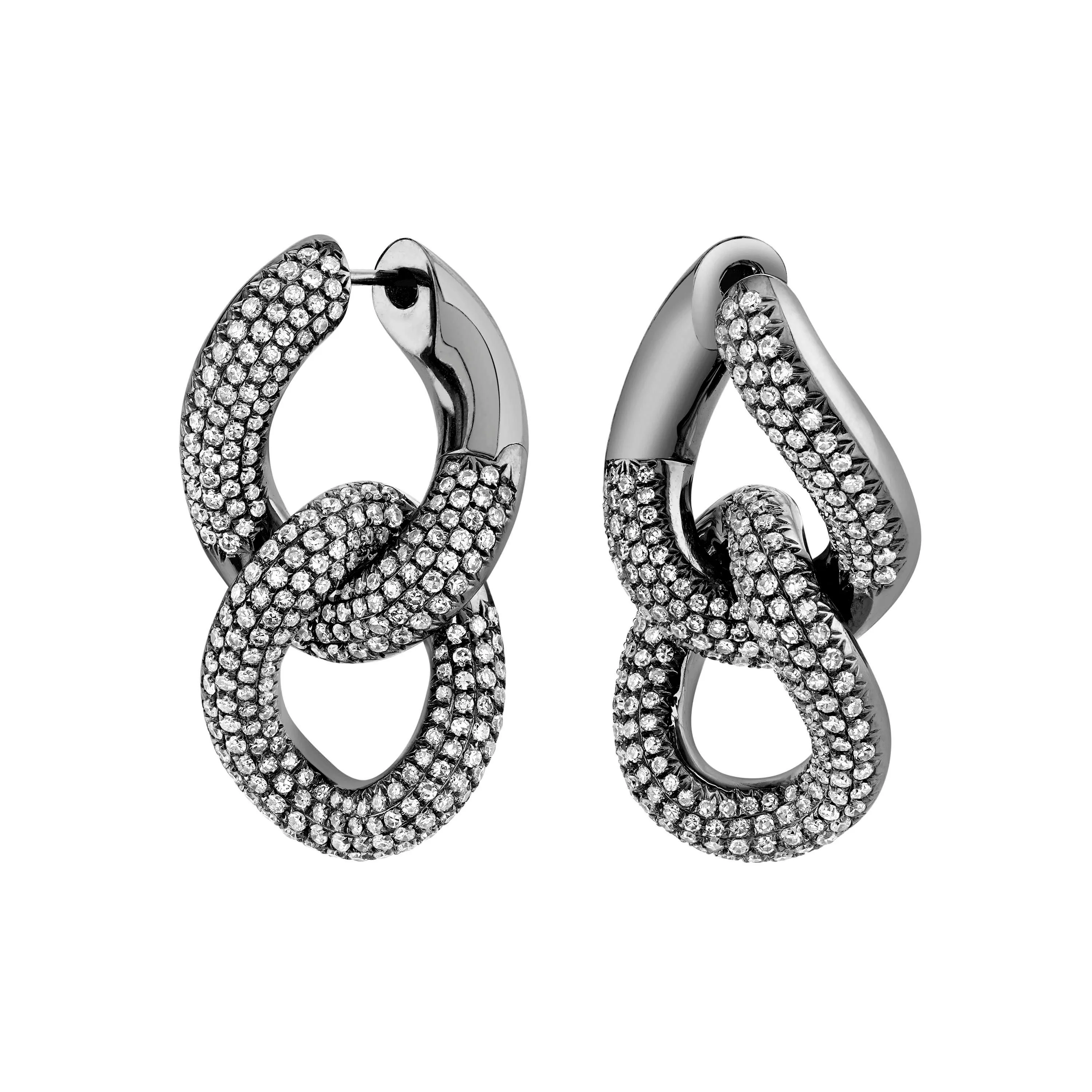 DIAMOND DOUBLE PAVE LINK EARRINGS