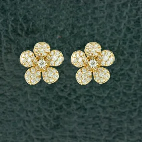 Diamond Flower Estate Earrings