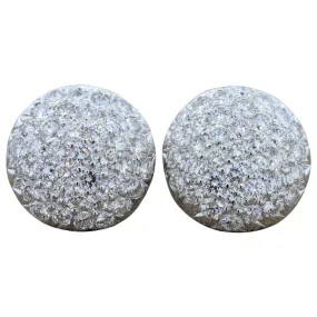 Diamond Platinum Cluster Button Earrings