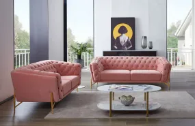 Divani Casa Aiken Modern Salmon Velvet Loveseat