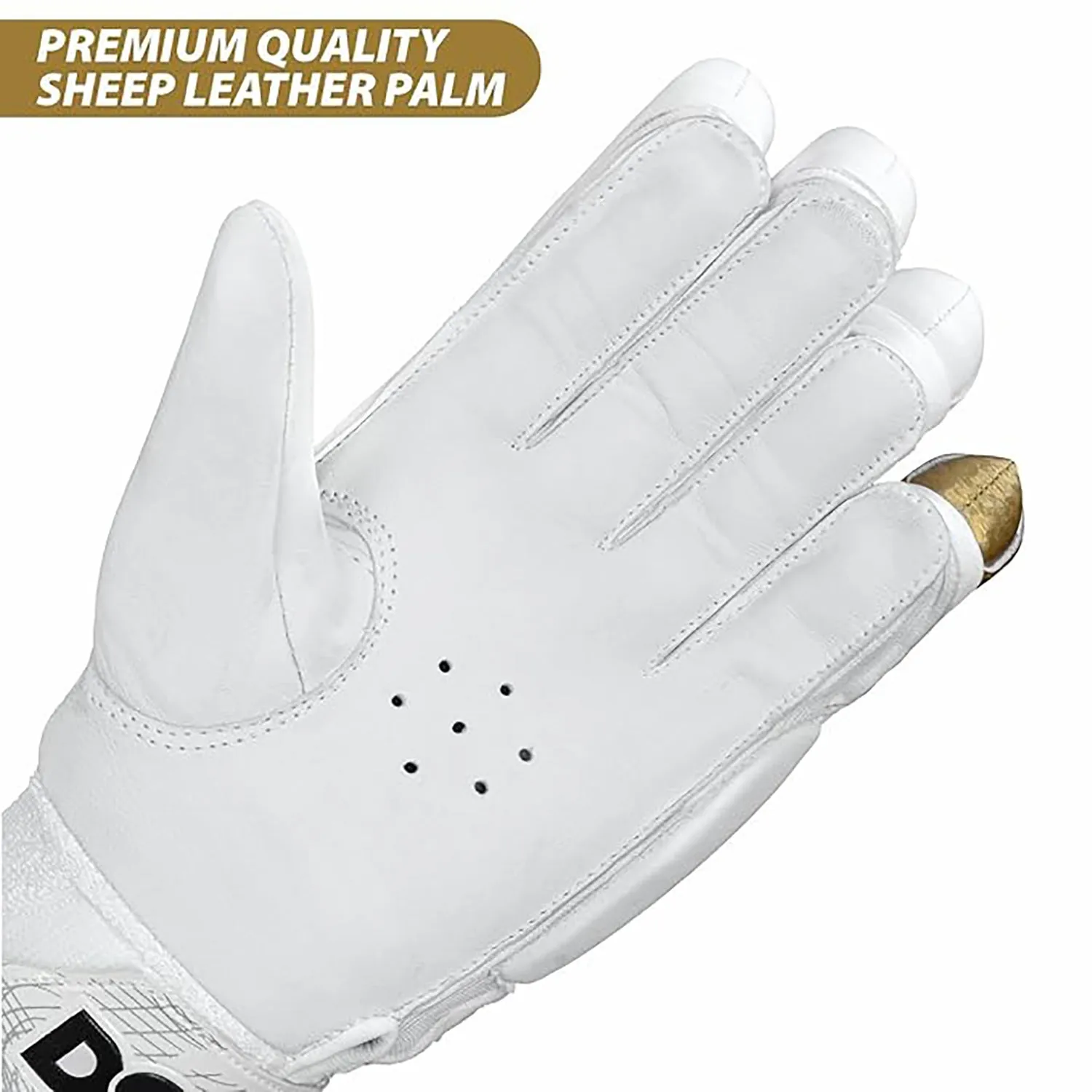 DSC Condor Surge 2.0 Right-Hand Men’s Cricket Batting Gloves, White/Gold – Premium Leather Protection & Comfort