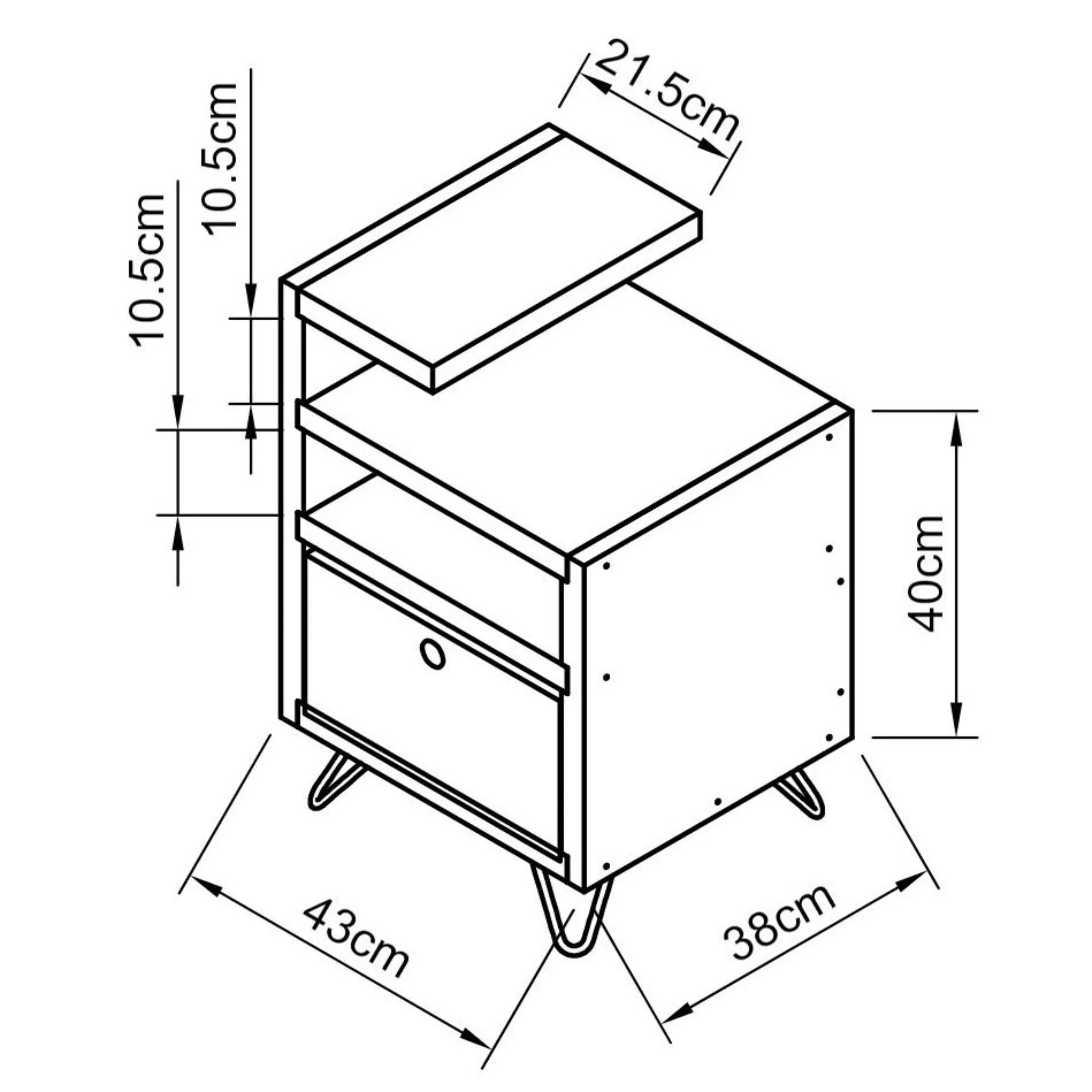 DYLAN: Bedside Unit with Drawer, Reclaimed Boards