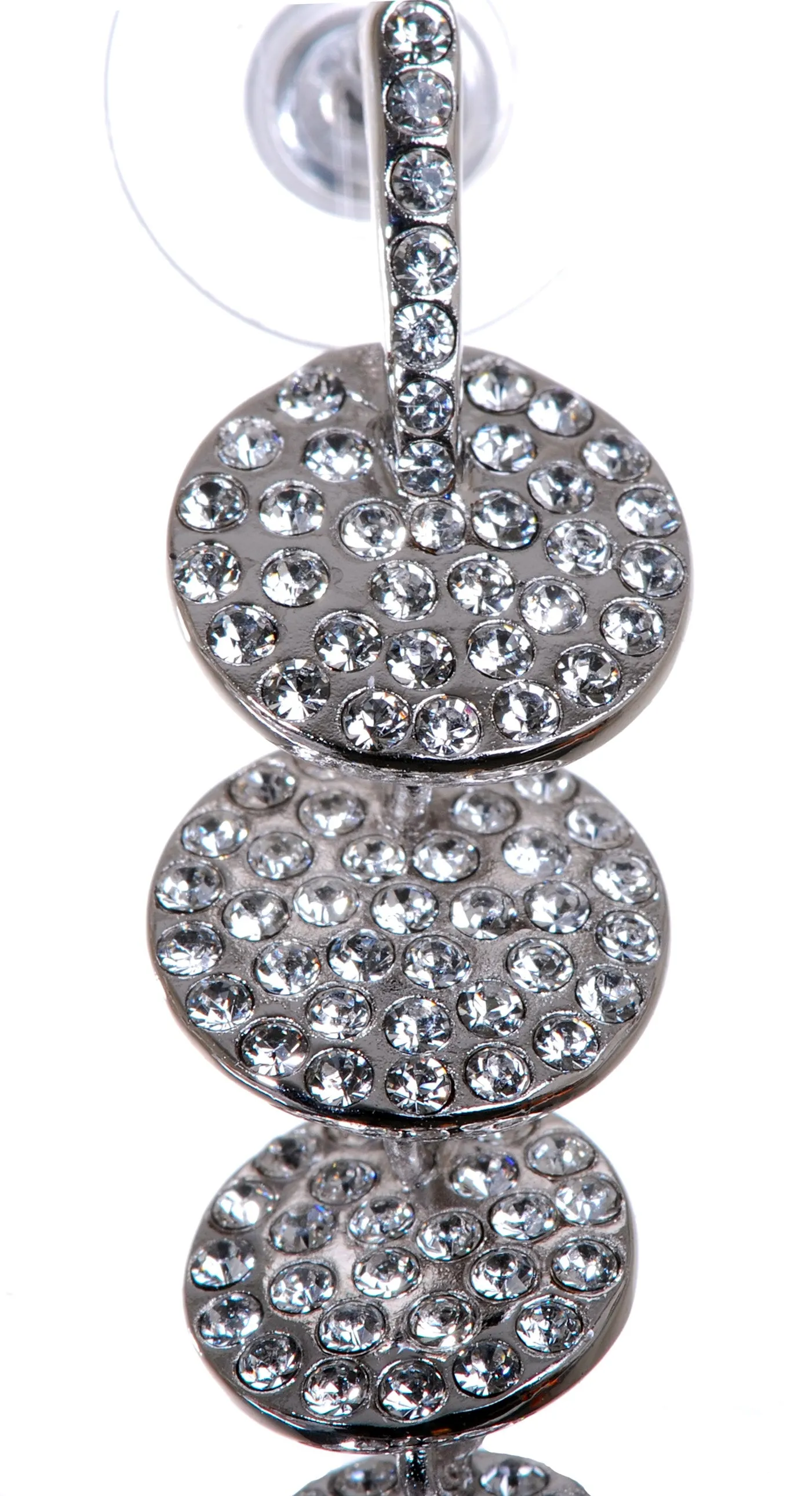 E7149 Rhodium Swarovski  Elements Disk Drop Earrings