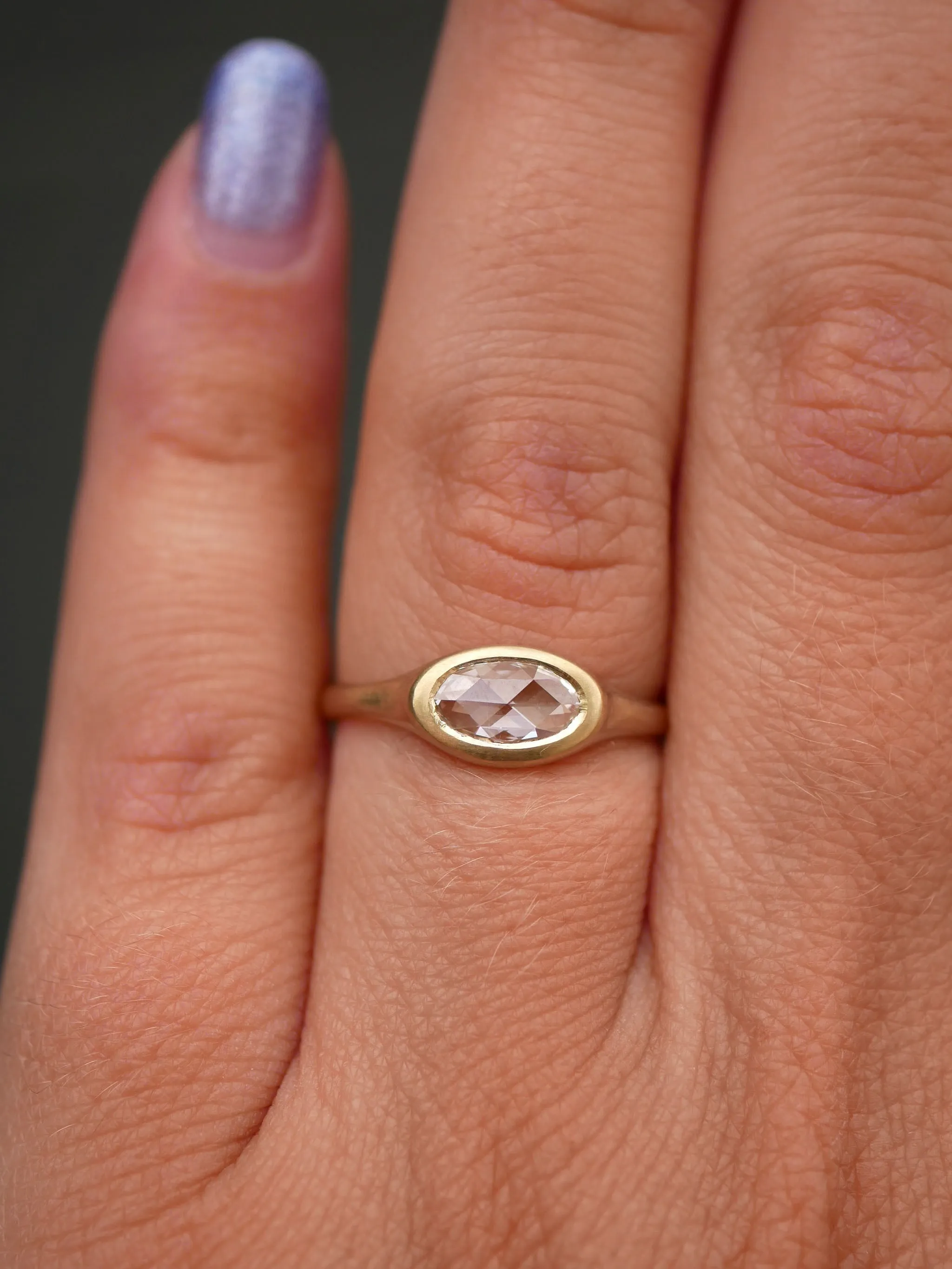 East West Diamond Signet Ring