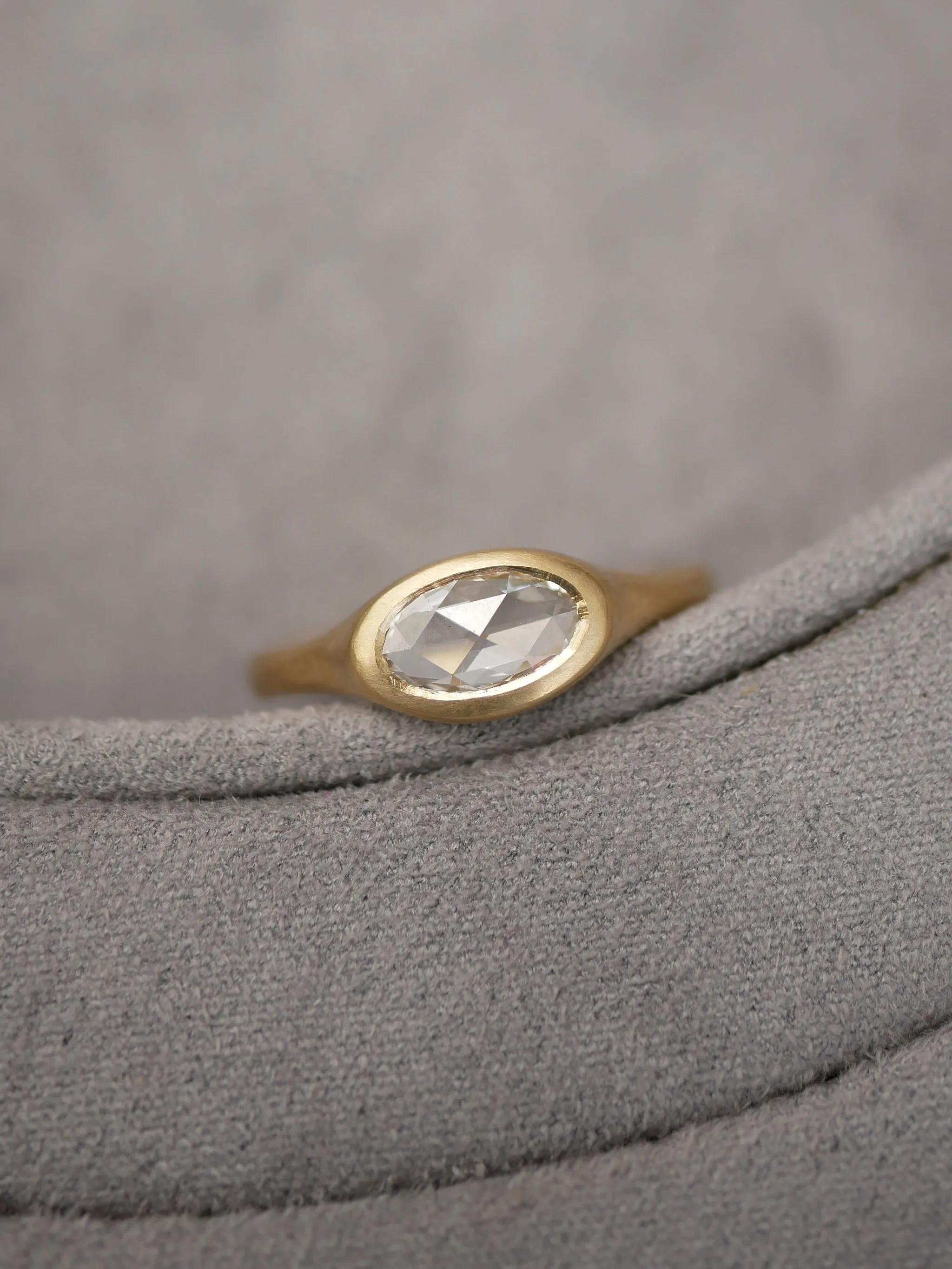 East West Diamond Signet Ring