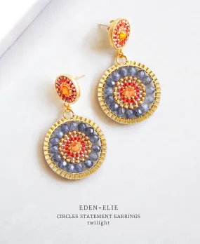 EDEN   ELIE Double Circle Statement Drop Earrings - twilight