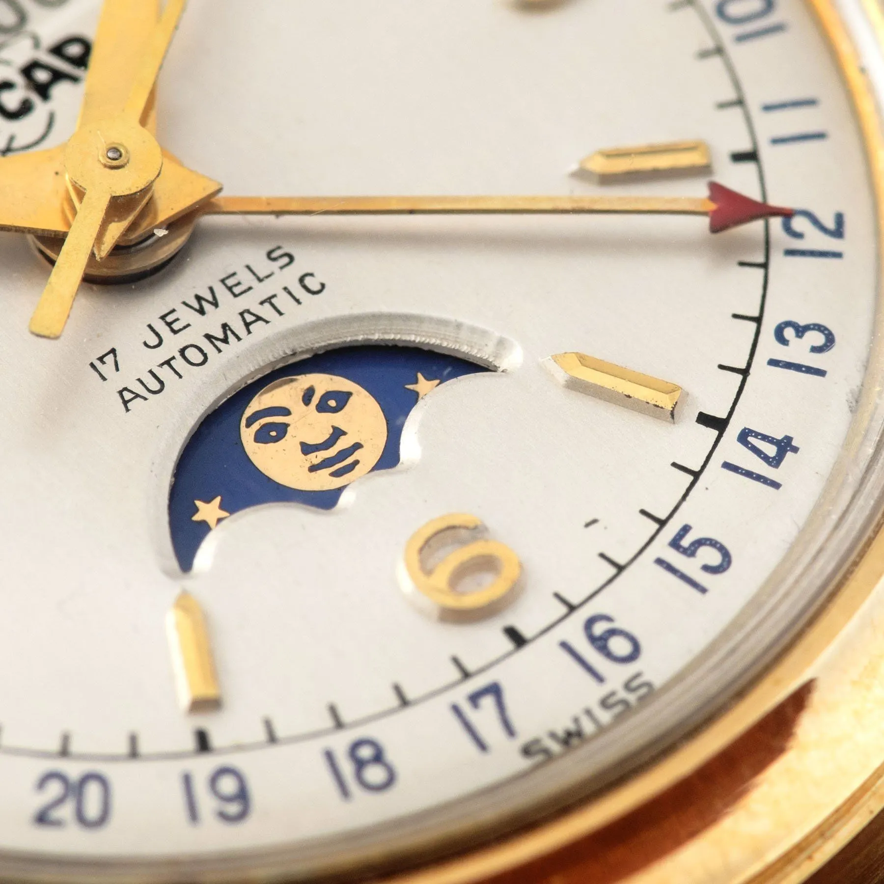 Enicar Triple Calendar Moonphase Yellow Gold Dress Watch