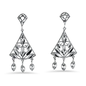 Estate 14k White Gold Chandelier Dangle Earrings