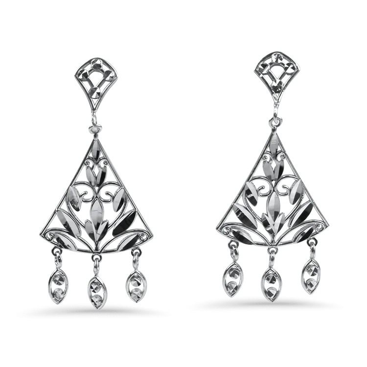 Estate 14k White Gold Chandelier Dangle Earrings