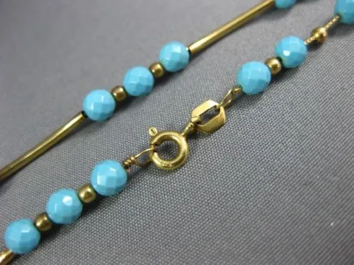 ESTATE AAA TURQUOISE 14KT YELLOW GOLD 3D CLASSIC BY THE YARD FUN NECKLACE