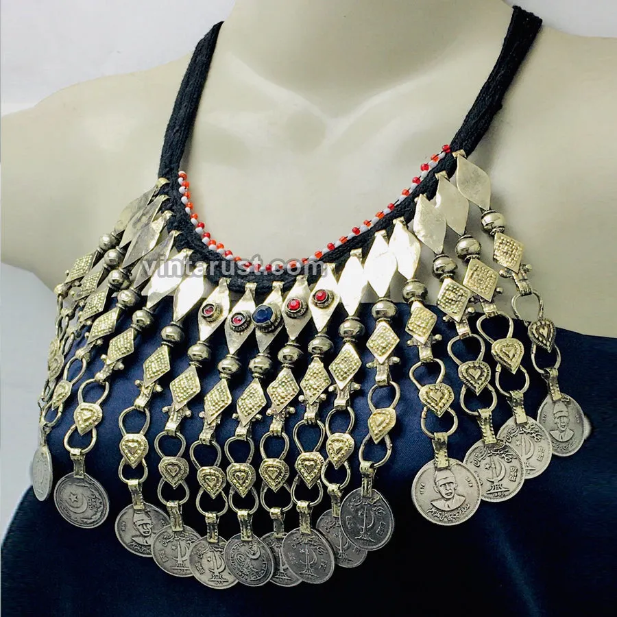 Ethnic Vintage Dangling Coins Choker Necklace