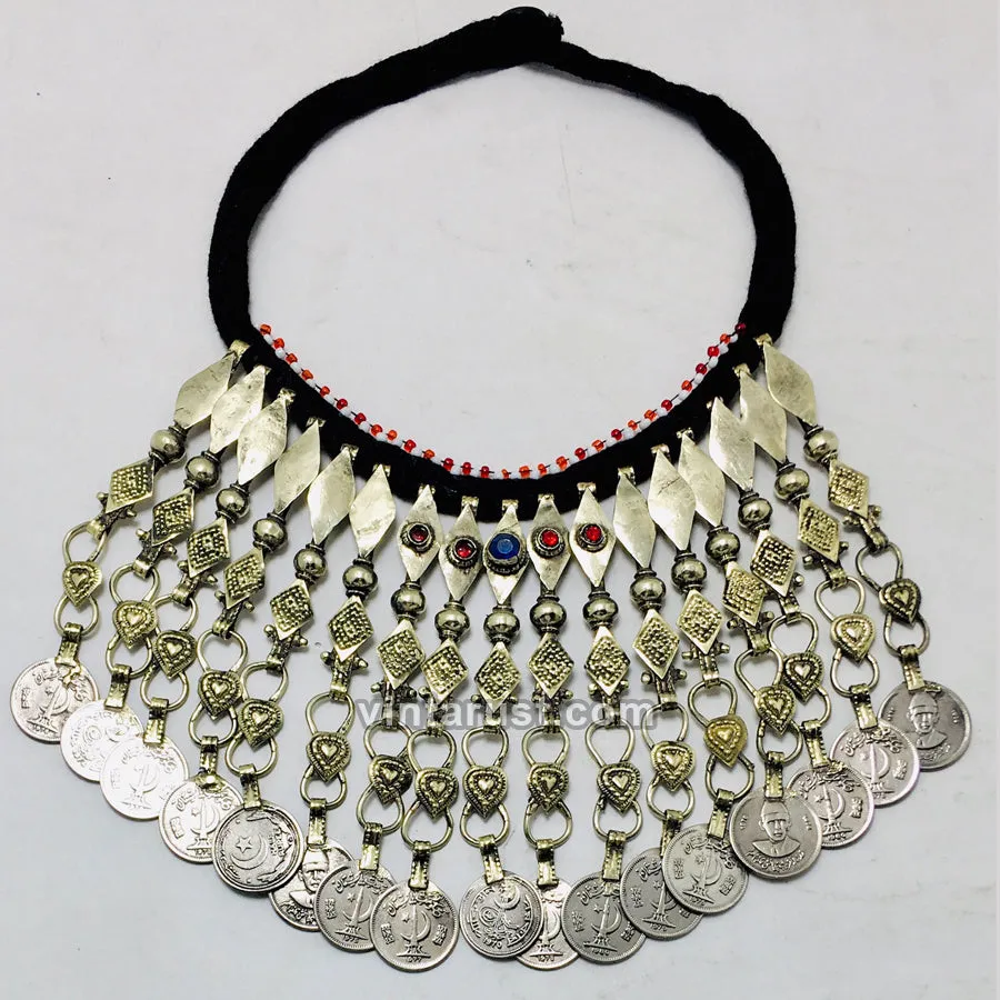 Ethnic Vintage Dangling Coins Choker Necklace