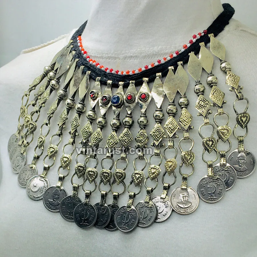 Ethnic Vintage Dangling Coins Choker Necklace